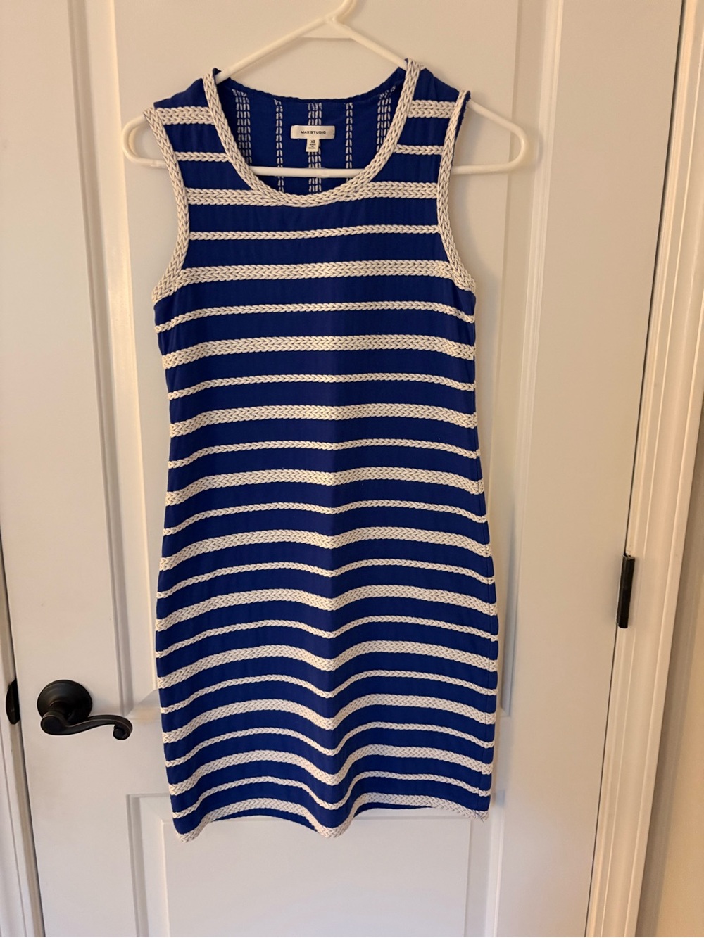 Max Studio Sleeveless Striped Knit Dress - Blue & White